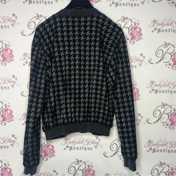 Seduction houndstooth coat cardigan jacket sweater grey  and black with silver - Picture 2 of 7